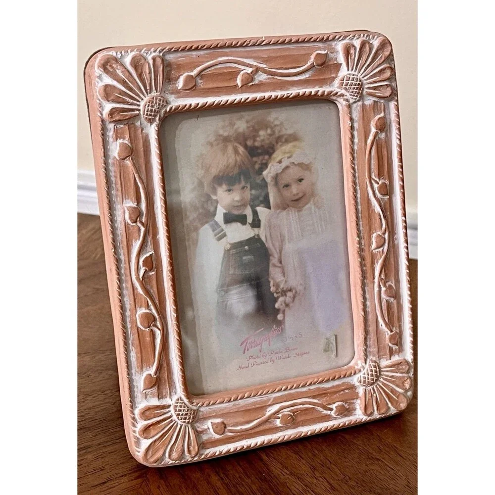 Vintage Terragraphics 1986 Terra Cotta Picture Frame With Originals Stickers